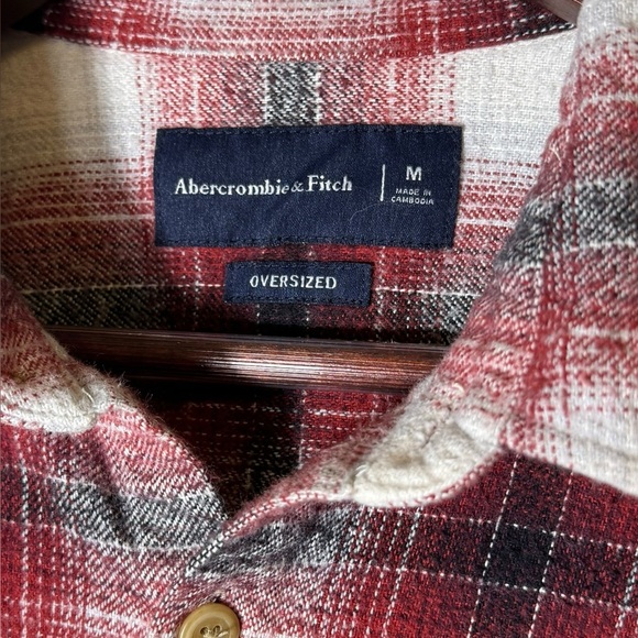 Abercrombie & Fitch Plaid Flannel Oversized Shirt Button Up Top Shirt Jacket M - Picture 10 of 17